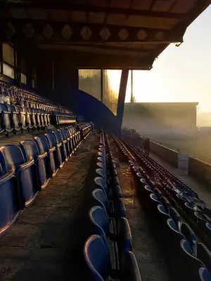 Empty Terrace at Dawn football wallpaper, 3840 by 2160 pixels (AI-generated image)