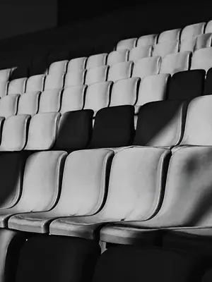 Empty Stand, Black and White football wallpaper, 3840 by 2160 pixels (AI-generated image)