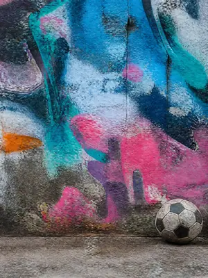 Graffiti Wall football wallpaper, 3840 by 2160 pixels (AI-generated image)