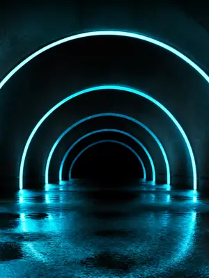Neon Arch football wallpaper, 3840 by 2160 pixels (AI-generated image)