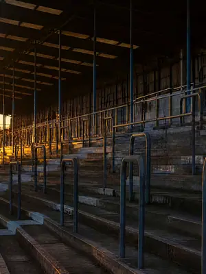 Terrace Panorama football wallpaper, 3840 by 1648 pixels (AI-generated image)