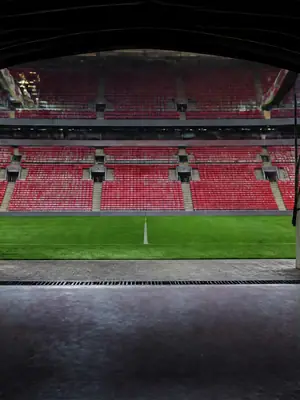 Tunnel Mouth, Ultrawide football wallpaper, 3840 by 1648 pixels (AI-generated image)