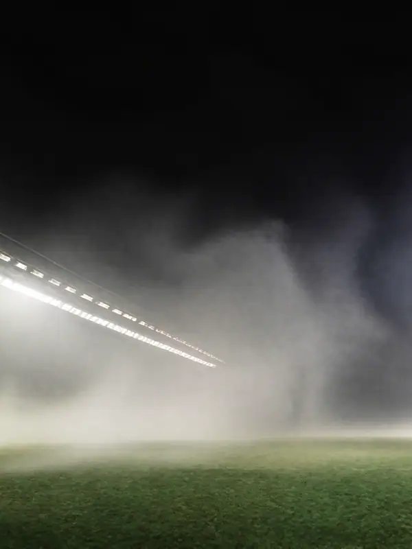 Smoke Across the Pitch, 3840 by 2160 pixels (AI-generated image)